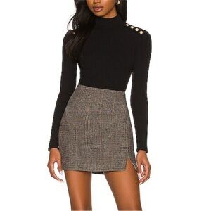 ASTR the Label Audrey Plaid Mini Houndstooth wool skirt XS
